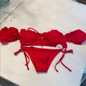 Haute Swimwear Shoulder Ruffle Swim Suit